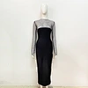 long sleeve black rhinestone dress